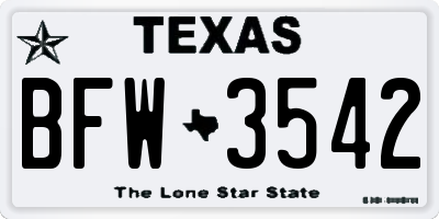 TX license plate BFW3542