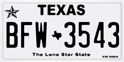 TX license plate BFW3543