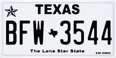 TX license plate BFW3544