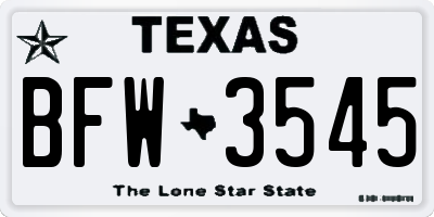 TX license plate BFW3545