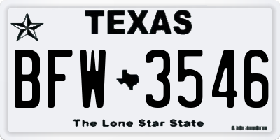 TX license plate BFW3546