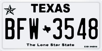 TX license plate BFW3548