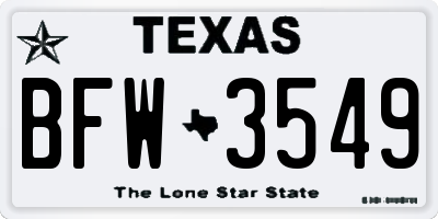 TX license plate BFW3549