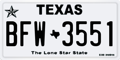 TX license plate BFW3551