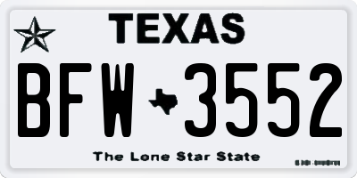TX license plate BFW3552