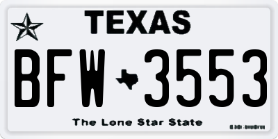TX license plate BFW3553