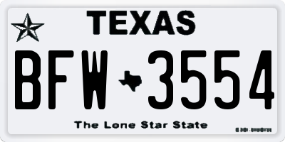 TX license plate BFW3554