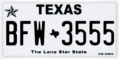 TX license plate BFW3555