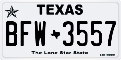 TX license plate BFW3557