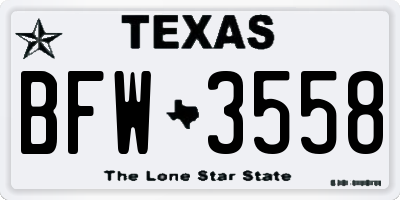 TX license plate BFW3558