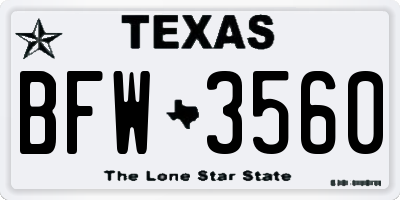 TX license plate BFW3560