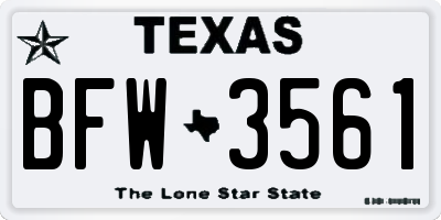 TX license plate BFW3561