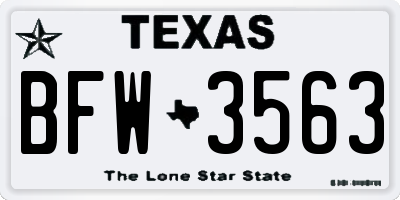TX license plate BFW3563
