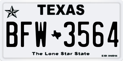 TX license plate BFW3564