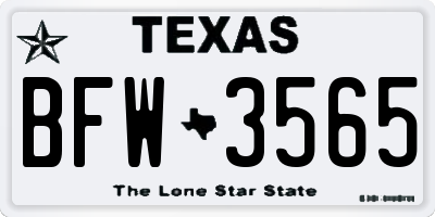 TX license plate BFW3565