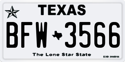 TX license plate BFW3566