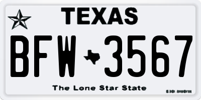 TX license plate BFW3567