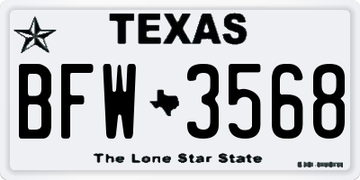 TX license plate BFW3568