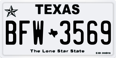 TX license plate BFW3569