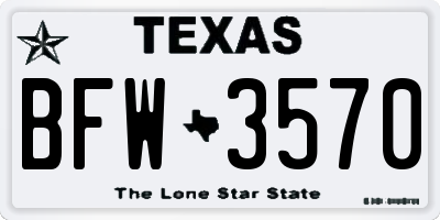 TX license plate BFW3570