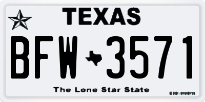 TX license plate BFW3571