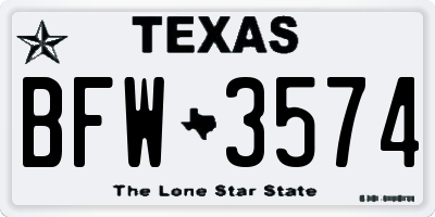 TX license plate BFW3574