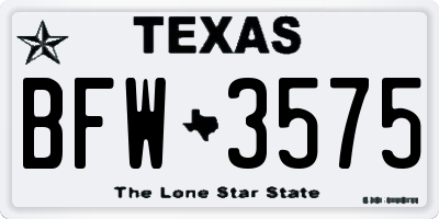 TX license plate BFW3575