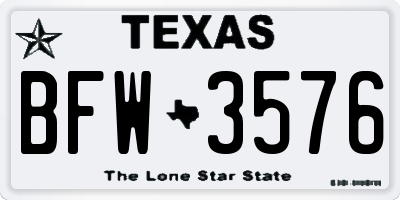 TX license plate BFW3576