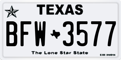 TX license plate BFW3577