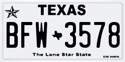 TX license plate BFW3578
