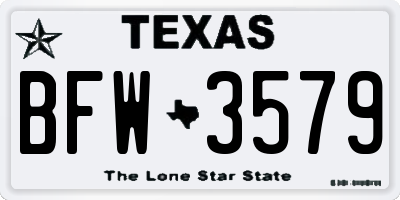 TX license plate BFW3579