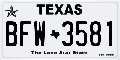 TX license plate BFW3581