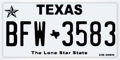 TX license plate BFW3583