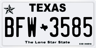 TX license plate BFW3585