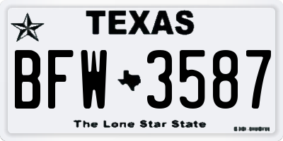 TX license plate BFW3587