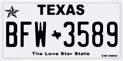 TX license plate BFW3589