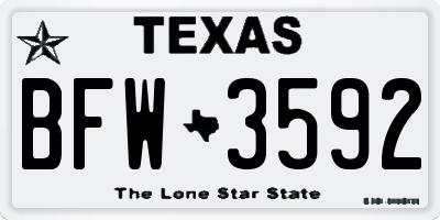 TX license plate BFW3592
