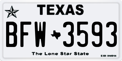 TX license plate BFW3593