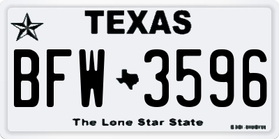 TX license plate BFW3596