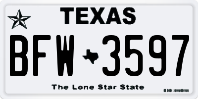 TX license plate BFW3597