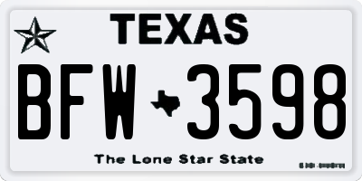 TX license plate BFW3598