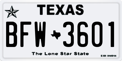 TX license plate BFW3601