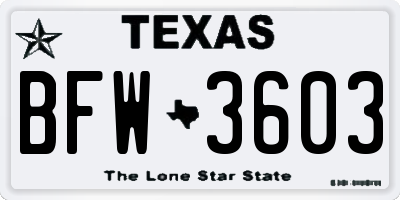 TX license plate BFW3603