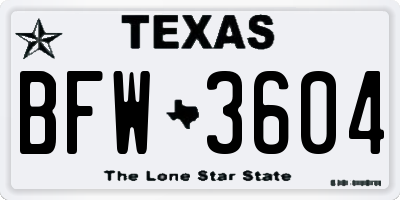 TX license plate BFW3604