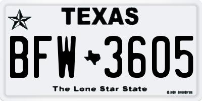 TX license plate BFW3605
