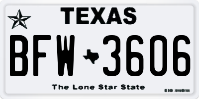 TX license plate BFW3606