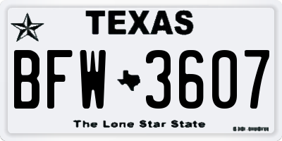 TX license plate BFW3607