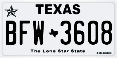 TX license plate BFW3608