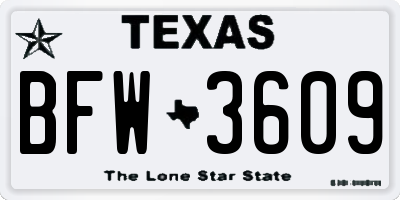 TX license plate BFW3609