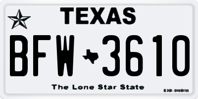 TX license plate BFW3610